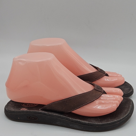 Chaco lowdown brown leather flipflop  size 6 - Picture 6 of 16